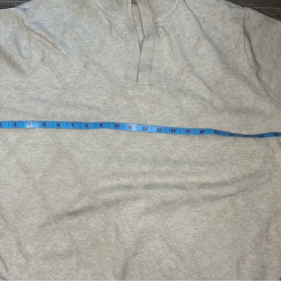 Claiborne Men’s 1/4 zip Cotton pullover Sweater Size Medium Cream color - Picture 8 of 9